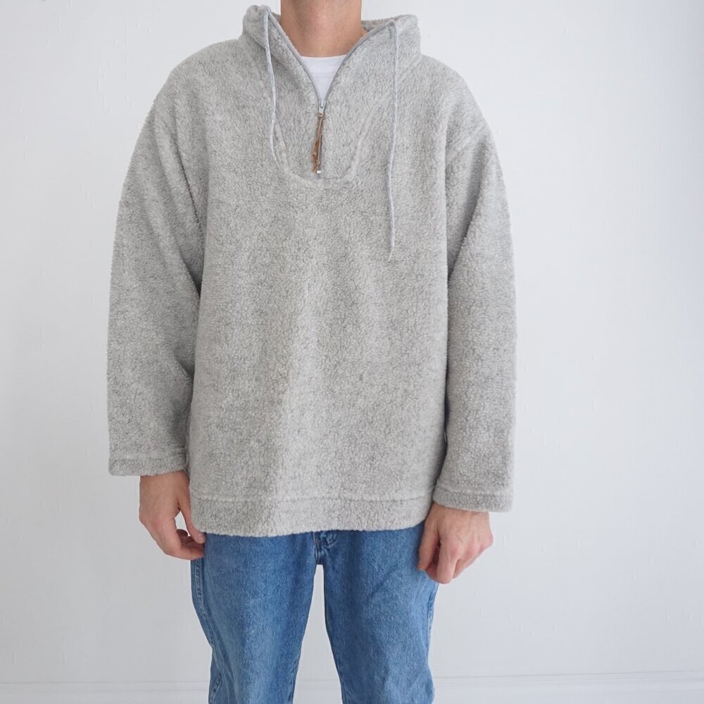 Vintage Jean Works And Company Gray Fleece Quarter Zip Pullover Sweater 2XL